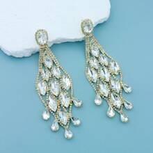 1 para luksusowych asymetrycznych geometrycznych diamentowych długich wiszących kolczyków, modnych i uniwersalnych na imprezę i do codziennego noszenia - kolczyki - Zobacz 11