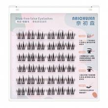36 件无茎无胶单簇分段自粘假睫毛，无需胶水，快速、牢固耐用、可重复使用、柔软卷曲、双尖向日葵风格、超细透明茎、增强眼睛外观、适合日常和商务使用、易于粘贴 - D - 查看 4