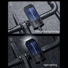 Super Bright LED Solar Bicycle Headlight Bike Lamp With Horn USB Rechargeable - Black - View 3