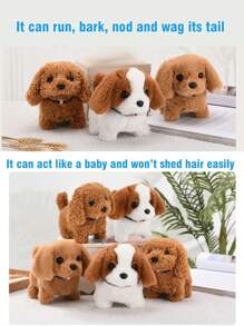 1 件仿真毛绒小狗会走路吠叫并发出声音可爱泰迪狗拉布拉多/圣伯纳犬创意电动儿童玩具电子宠物男孩女孩毛绒玩具礼物适合 3 岁以上儿童
