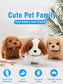 1 件仿真毛绒小狗会走路吠叫并发出声音可爱泰迪狗拉布拉多/圣伯纳犬创意电动儿童玩具电子宠物男孩女孩毛绒玩具礼物适合 3 岁以上儿童