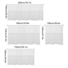 1pc Double Ruffle Curtain Rod Pocket Curtain, Country Style Embroidered Sheer Half Curtain, No Need Drilling, For Bedroom, Kitchen, Bathroom - White - View 5