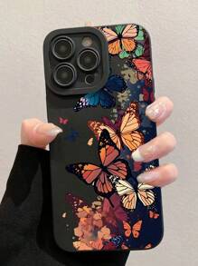 Funda protectora antidesligamiento de TPU compatible con 1 pieza con diseño de manzana, animal, mariposa para iPhone/11,16PROMAX,16PRO,16,15PROMAX,14PROMAX/Galaxy,SAM/Honor X6A,X7B,X8B