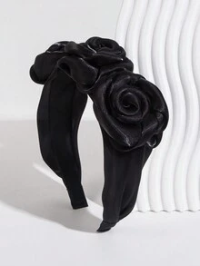 1 băng đô hoa hồng thủ công màu trơn phong cách Hàn Quốc, vòng tóc viền rộng mạ bóng, phụ kiện tóc thanh lịch kiểu tiên nữ, kẹp tóc dự tiệc thời trang màu trắng cá nhân - Nhiều màu - Xem 4