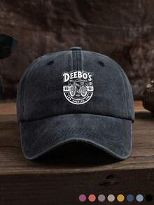 1 件男士可调节尺寸字母印花个性化复古风格棒球帽，休闲户外时尚配饰 - 水洗棒球帽 - 查看 12