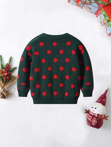 BOARNSEORL 女婴针织长袖套头衫，温暖舒适，适合节日外出、聚会和日常穿着，适合秋冬季圣诞节 - 綠色 - 查看 3