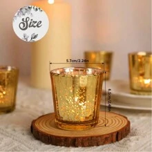 6 stuks geribbelde gouden votiefkaarshouders voor bruiloftsdecoraties, kwikglazen theelichthouder, gouden kaarsenhouders voor tafeldecoraties, Moederdagfeesttafeldecoraties, paasdecoratie