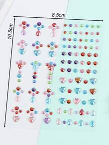 3pcs Star, Moon, Heart Stage Makeup Rhinestone Stickers, Festival Party Disco Glitter Face Jewels, DIY Acrylic Rhinestone Stickers, Stick-On Face Gems Beauty Tools,Concert Look - Multicolor - View 5