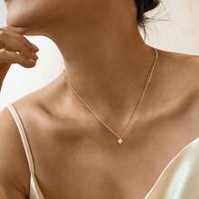 1 chiếc vòng cổ mặt ngọc trai mạ vàng 14K cho nữ, thiết kế tối giản, phù hợp cho đám cưới, công sở và đeo hàng ngày - Vòng cổ mặt dây chuyền ngọc trai vệ tinh - Xem 3