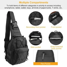 Small Tactical Messenger Bag Sling Backpack Outdoor Shoulder Satchel Chest Packs - Black - View 2