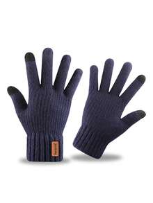 新款男士保暖羊毛手套冬季触屏手套针织手套 - 彩色 - 查看 6