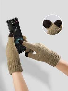 新款男士保暖羊毛手套冬季触屏手套针织手套 - 彩色 - 查看 3