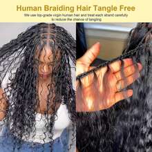 Human Braiding Hair 50g 16-24inch Deep Water Wave Bulk Human Hair For Braiding No Weft Bundle 12A Brazilian Virgin Curly Human Hair Extensions For Boho Braids Wet And Wavy Human Hair Braiding Hair - Natural Black - 查看 3