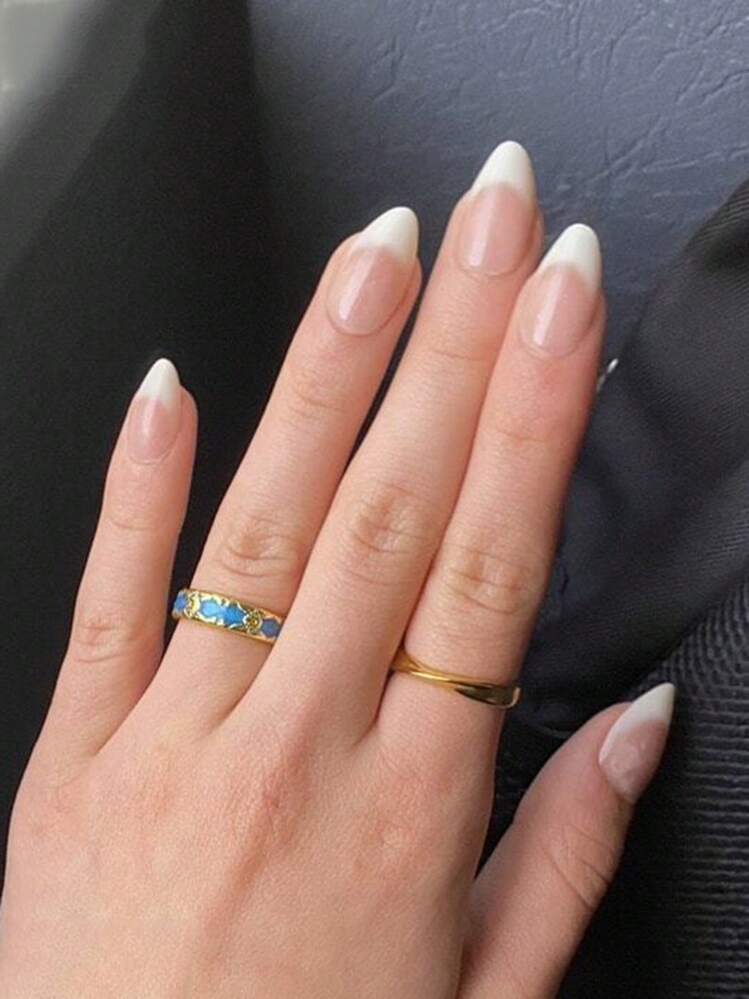 24 قطعة/مجموعة أطراف أظافر فرنسية قصيرة بشكل اللوز مع ألوان تدرجية من البيج والأبيض الحليبي، مع قطعة واحدة من كتلة تلميع الأظافر وقطعة واحدة من مستلزمات جل الأظافر الجيلي - متعدد الألوان - مشاهدة 3