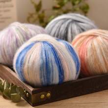 Large Clouds, A Ball Of 100 Grams, Length 350 Meters, Gradient Wool Mohai, Rainbow Segment Dyed Medium Thick Thread, DIY Hand-Woven Wool, Hook Scarf, Clothes And Hats
