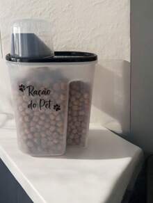 Decorated Plastic Food Container With Lid - Pet Food - 黑色 - 查看 2