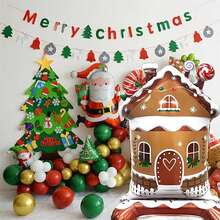 2 个大尺寸立式糖果屋铝箔气球、姜饼人铝箔气球套装、圣诞新年节日派对装饰气球 - 彩色 - 查看 6