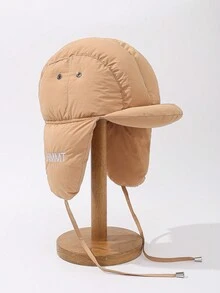 1 chiếc mũ trapper cổ điển chống gió chống nước thêu chữ Unisex, mũ che tai lót nhiệt cho các môn thể thao ngoài trời trượt tuyết, trang phục thường ngày, thích hợp sử dụng hàng ngày - A - Xem 4