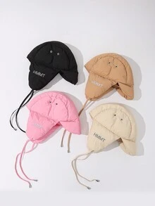 1 chiếc mũ trapper cổ điển chống gió chống nước thêu chữ Unisex, mũ che tai lót nhiệt cho các môn thể thao ngoài trời trượt tuyết, trang phục thường ngày, thích hợp sử dụng hàng ngày - A - Xem 2