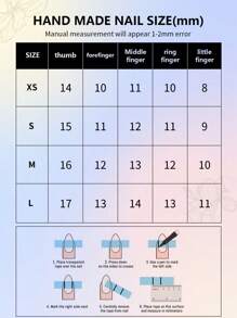 10 件 Y2K 中号杏仁形渐变蓝黑五角星水钻美甲装饰，手工按压指甲美甲用品 - 彩色 - 查看 4