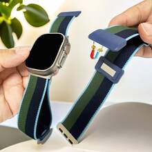 1 dây đeo đàn hồi tương thích với dây đeo đồng hồ Apple, dây đeo đồng hồ nylon từ tính tương thích với dây đeo đồng hồ Apple 46mm 44mm 45mm 42mm 49mm 38mm 40mm 41mm dành cho nam nữ, vòng đeo tay thay thế đàn hồi thể thao dây đeo đồng hồ tương thích với dây đeo đồng hồ Apple Ultra Ultra2 Series 10 9 8 7 6 5 4 3 2 1, đầu nối kim loại màu bạc, khóa từ bằng nhựa - Lan Đài Xanh - Xem 5