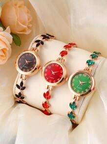 3 chiếc đồng hồ thạch anh nữ có dây đeo xích, mặt số kim cương sang trọng, thích hợp làm quà tặng sinh nhật và bạn bè - Nhiều màu - Xem 1