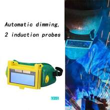 Mặt nạ hàn tự động làm tối màu thật bằng năng lượng mặt trời Mũ bảo hiểm hàn Kính bảo hộ mắt/Kính thợ hàn Mũ bảo vệ hồ quang cho máy hàn - Màu vàng - Xem 3