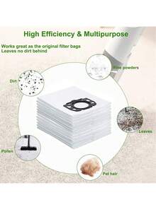 10 Dust Bags, Compatible With Karcher WD4, WD5, MV4, MV5MV6 Dry And Wet Vacuum Cleaners (Replacing Karcher 2.863-006.0)
