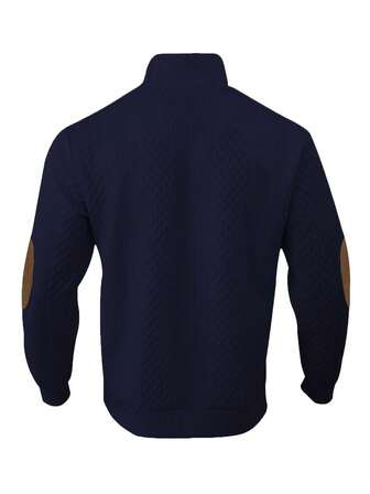 Herrtopp i jacquardstickad långärmad, minimalistisk undertröja med ståkrage för höst/vinter, enfärgad t-shirt med pullover, herrlångärmad t-shirt, julklapp till pojkvän