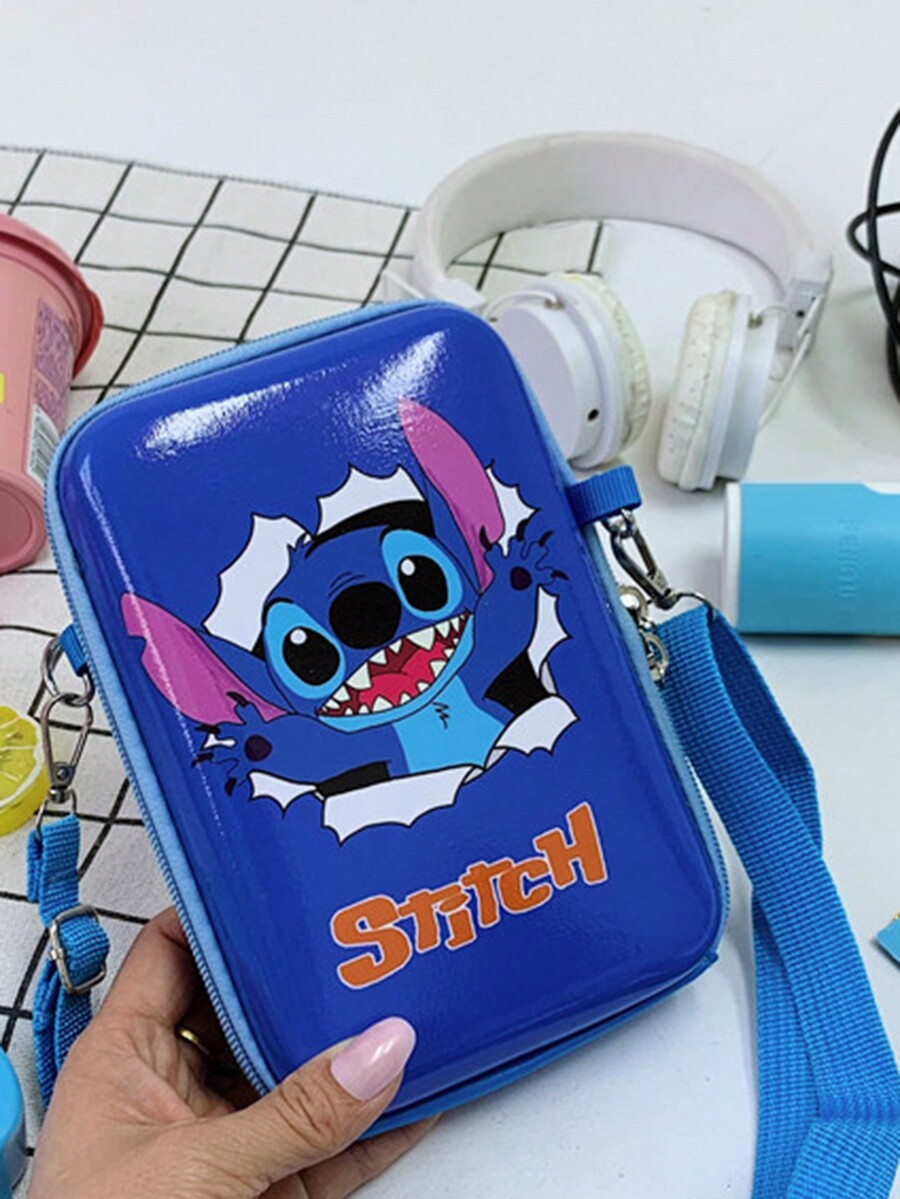 Miniso 1pc Cartoon Stitch PVC Eggshell Crossbody Bag For Kids, Cute