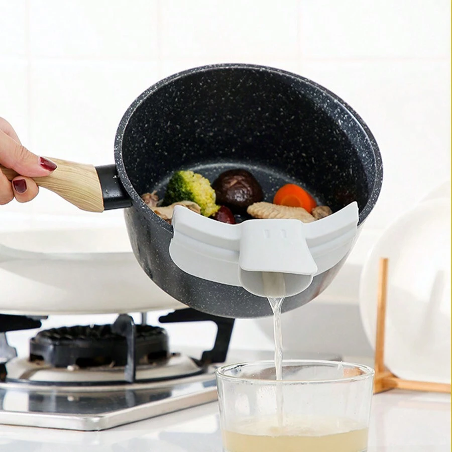1 件装防溢厨房炊具锅嘴边缘流液体漏斗肉汁船勺厨房工具 - 彩色 - 查看 1