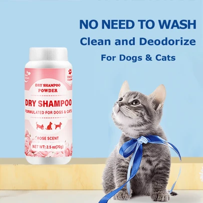 Dog Dry Shampoo Powder & Conditioner For Cats & Dogs, Rose Scented, No-Rinse, Odor Control Formula, Refresh Your Dog's Coat, No-Rinse, Odor Control Formula