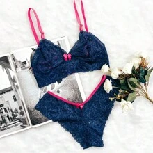 Kit With 5 Sets Of Panties And Bras Without Lace Cups, Various Colors, Lingerie (Two-Tone) - Nhiều màu - Xem 5