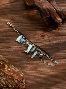 1pc Minimalist Multi-Element Boots Charm Bracelet, Fashionable Multilayer Retro Style Bracelet For Women - Multicolor - View 4