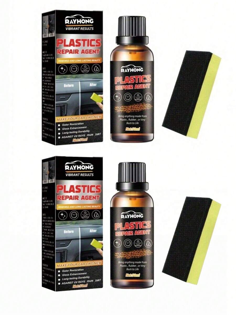 2pcs/Pack 50ml Car Plastic Refurbishment Agent Interior Cleaning