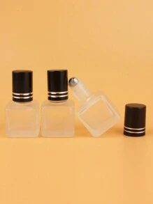 2pcs|3pcs|5pcs|10pcs|20pcs Set Of Square Frosted 6ml Refillable Glass Roll-On Bottles For Cosmetic Water, Portable Mini Essential Oil & Perfume Containers