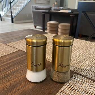 2PCS Salt And Pepper Shakers Set, Salt Shaker With Clear Glass Bottom, 5 Oz Salt And Pepper Set For Cooking Table RV BBQ, Black And White Kitchen Decor And Accessories