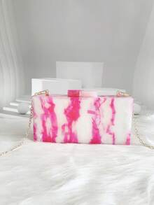 Túi vuông nhỏ bằng Acrylic hộp cứng phong cách Châu Âu và Mỹ, Túi đeo vai/đeo chéo bằng kim loại, Túi cầm tay thời trang, Túi đựng đồ trang điểm cô dâu & phù dâu thanh lịch, Túi đựng đồ dạ hội, Túi xách cho chuyến đi xuyên biên giới - Hồng - Xem 7