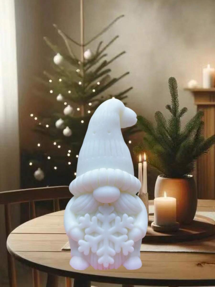 1 件圣诞系列雪花矮人硅胶模具适用于 DIY 蜡烛、装饰、香薰石扩散器 - 白色 - 查看 1