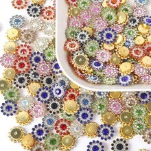 50 件 14 毫米多色花形水钻纽扣，适用于服装和工艺品装饰 - 玫瑰紅 - 查看 3