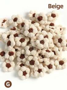 10/30 件 4 厘米羊毛钩针花贴花泡芙花针织纱花手工钩针花用于工艺品装饰 DIY 头发头带帽子鞋子服装配饰工艺品缝纫