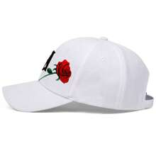 1Piece Men LA Letter Rose Embroidered Baseball Cap Outdoor Adjustable Sunscreen Leisure Hat Spring Autumn Travel Tourism Beach Vacation - 白色 - 查看 3