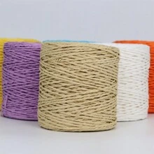 100g 天然拉菲草草纱拉菲草纸编织材料垫子篮子帽子手提包彩色 DIY 钩针编织用品 - 彩色 - 查看 3