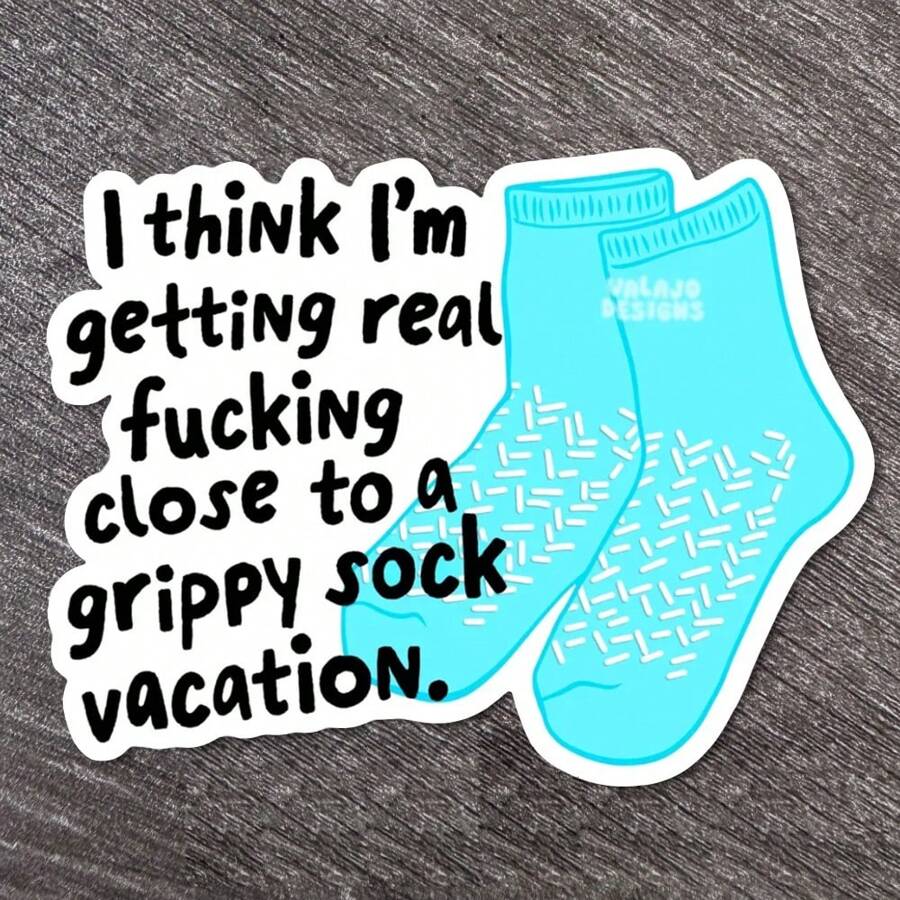 5 miếng dán kỳ nghỉ Grippy Sock | Miếng dán sức khỏe tâm thần vui nhộn | Miếng dán lo âu và trầm cảm | Miếng dán bệnh viện vui nhộn | Hoàn hảo cho chai nước, cốc | Miếng dán hài hước | Hài hước ở khoa tâm thần | Miếng dán vui nhộn Grippy Sock - Nhiều màu - Xem 1