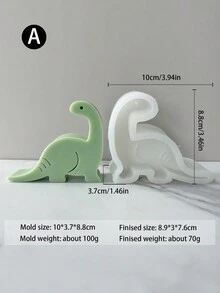 Bộ 4 khuôn nến silicon hình khủng long và mèo dùng để làm đồ thủ công DIY và làm nến, khuôn silicon màu trắng kem mềm dẻo và có thể tái sử dụng - trắng - Xem 6