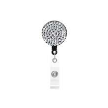 1pc Colorful Rhinestone Inlaid ABS Plastic Retractable Badge Reel, ID Card Holder With Belt Clip And 360 Degree Swivel Back To School