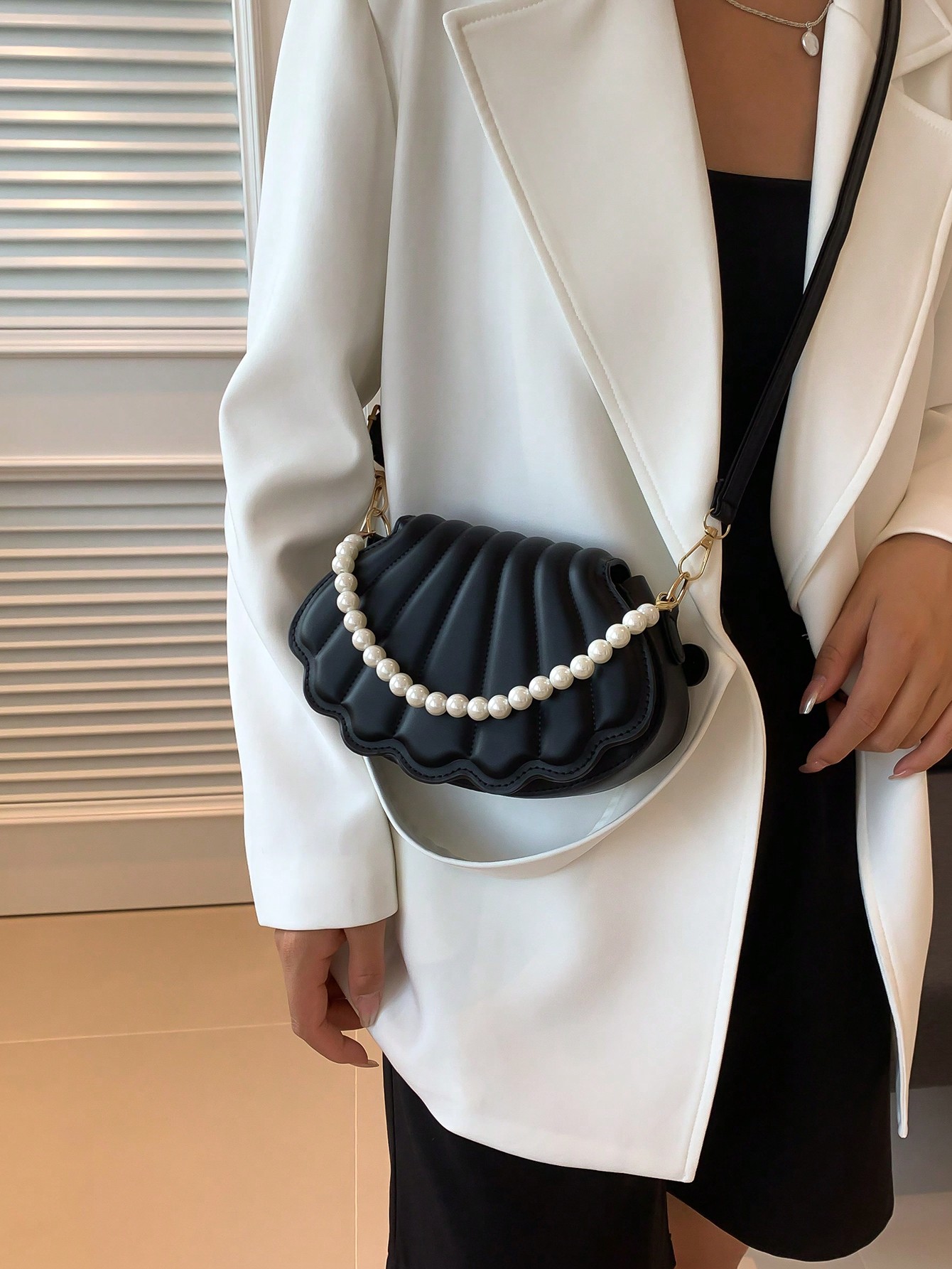 حقيبة جانبية على شكل صدفة، حقيبة كتف صغيرة عصرية،...