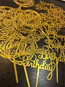 10 件生日快乐亚克力蛋糕装饰，生日蛋糕装饰，派对装饰，现代字母形状蛋糕装饰，生日派对装饰、家人和朋友的完美礼物 - 多色 - 查看 3