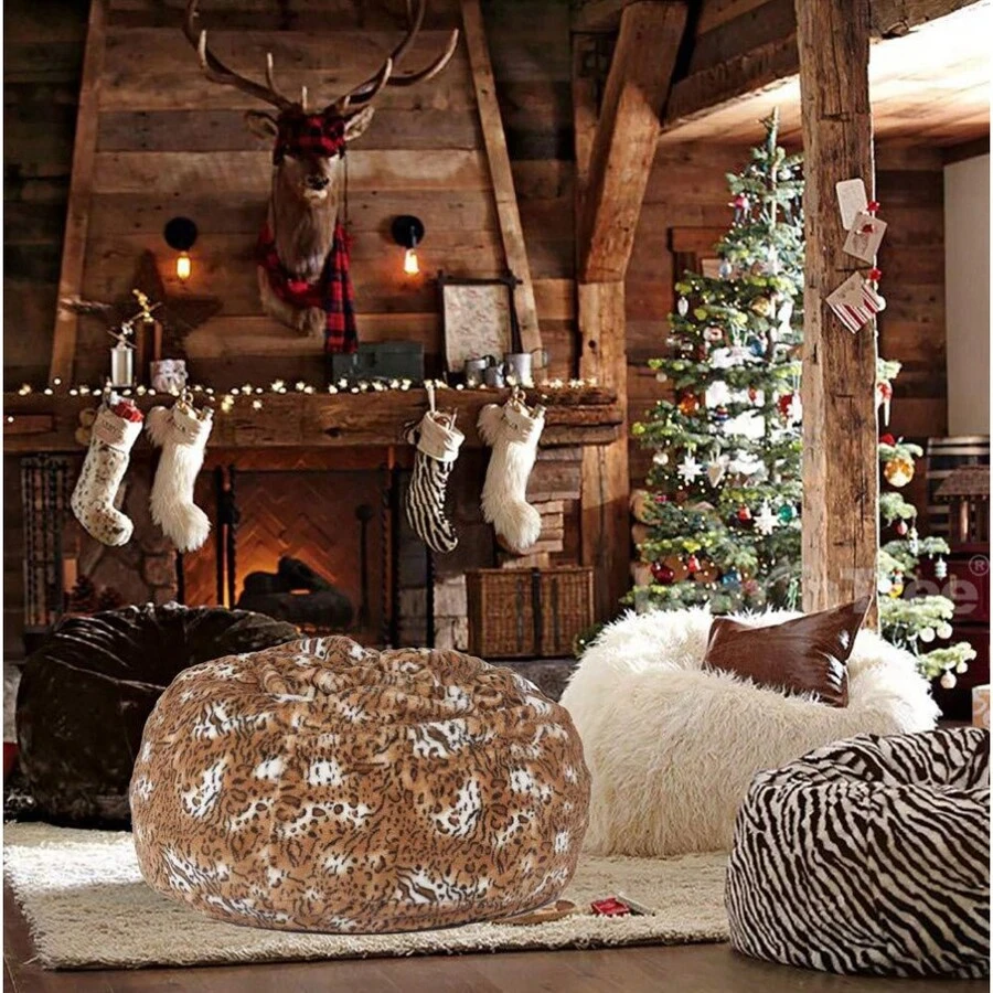 Luxurious Leopard Print Bean Bag Chair For Lounging, Reading, And Gaming
