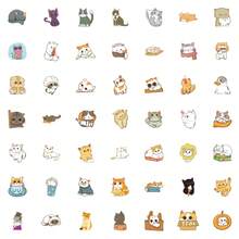 60 片彩虹热气球贴纸，适用于水瓶、手机笔记本电脑笔记本剪贴簿墙壁滑板吉他乙烯基贴花、女孩青少年卡通彩色热气球贴纸。小动物贴纸 - 彩色 - 查看 14